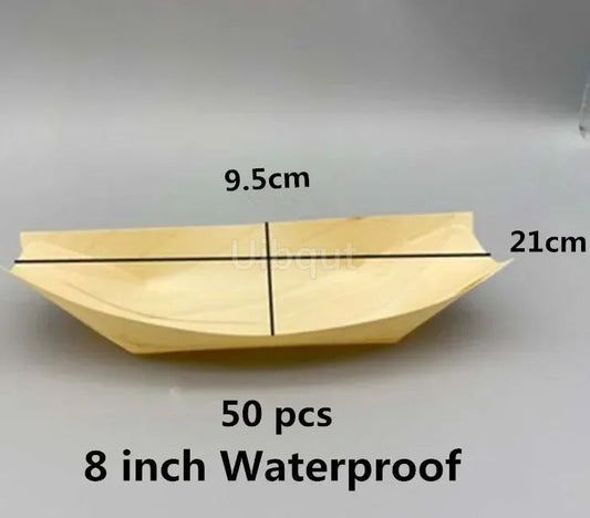 50 100pcs Sushi shushi Wood Boat Natural bamboo Disposable Kayak Salad Dessert Pine cake Boat Snack Bowl mat sushi plate tray