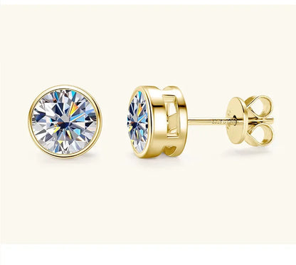Brinco de Moissanite Real 0.5-2ct de Diamante em Prata 925 Banhado a Ouro Amarelo Brinco de Casamento Feminino Joia de Luxo com GRA