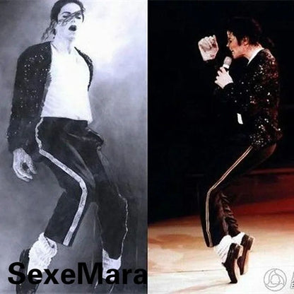 Michael Jackson Black Billie Jean Entertainers Straight Silver Trousers Pants Halloween