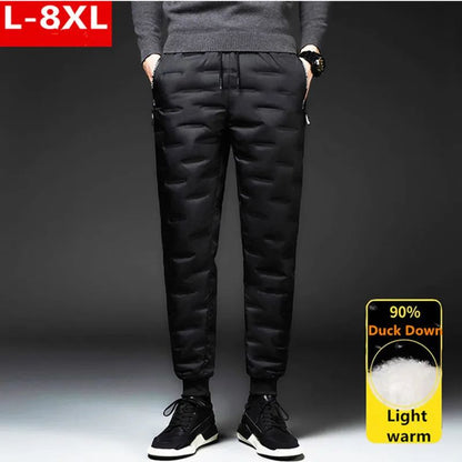 Calças Masculinas de Pena de Pato para Exterior, Acolchoadas, Inverno, 8GG, 7GG, 6GG, Jogger, Quente, Impermeável, Térmica, Tamanhos Grandes, Roupas Resistentes ao Frio