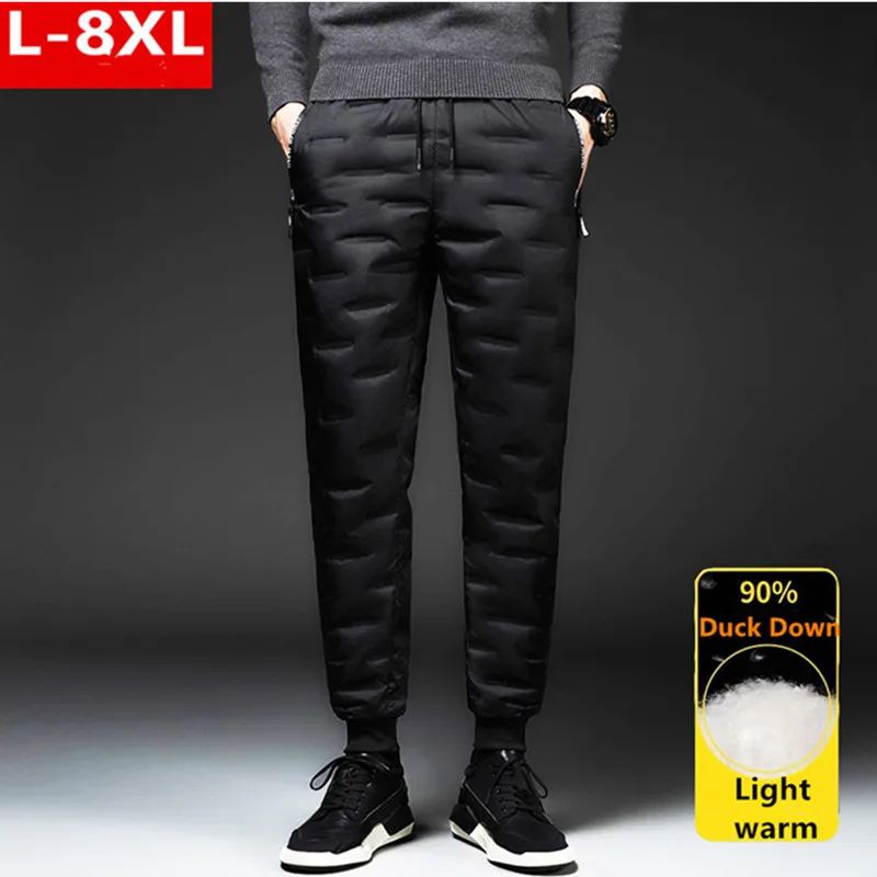 Calças Masculinas de Pena de Pato para Exterior, Acolchoadas, Inverno, 8GG, 7GG, 6GG, Jogger, Quente, Impermeável, Térmica, Tamanhos Grandes, Roupas Resistentes ao Frio