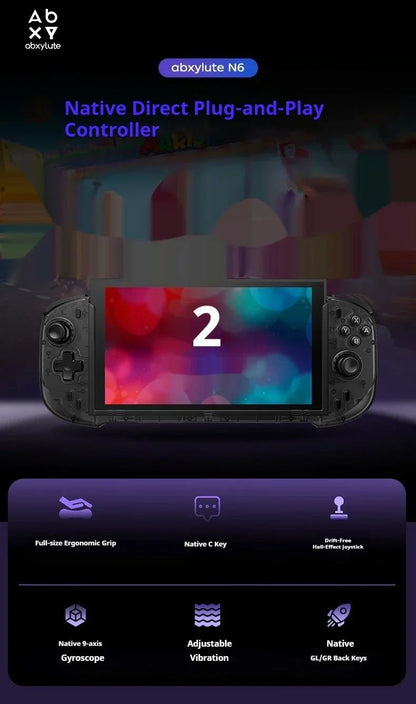 Abxylute N6 Deck-Style Controller For Switch 2 Hall Effect Joystick Native GL/GR Button Native HD Vibration Pro Handle NS2 Gifts