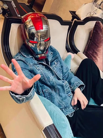 Novo capacete de Homem de Ferro AutoKing 1:1 Mk5 Cosplay Controle de Voz Olhos com Luz Modelo Brinquedos para Adultos Presente de Natal Elétrico Vestível