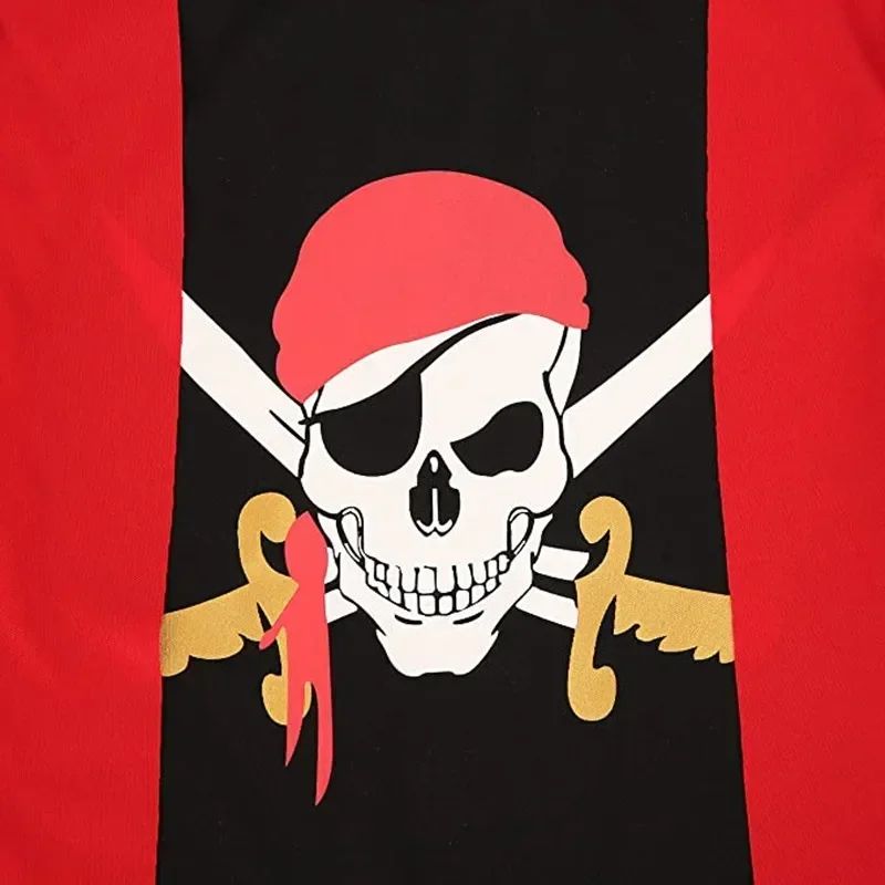 Boys Pirate Skull Dress Up Clothes Kids Printed Striped T-Shirt Pants Partywear Captain Jack Adventure Pirate Toys Gifts
