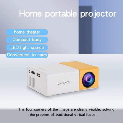 Mini projetor portátil YG300 com suporte a memória de ultra-alta definição para HDTMI, USB e SD, para cinema ao ar livre e projeção de home theater