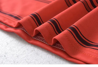 Men's Polo Shirt Button Up Polos Business Casual Lapel Short Sleeve T Shirt Summer Regular Fit Red Black Polo Stripe Shirts