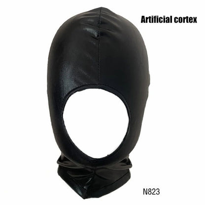 Women Mens Latex Face Mask Bronzing Cloth Open Mouth and Eye Glued Head Cover Couples Adult Face Mask Hood for Role Play Costume