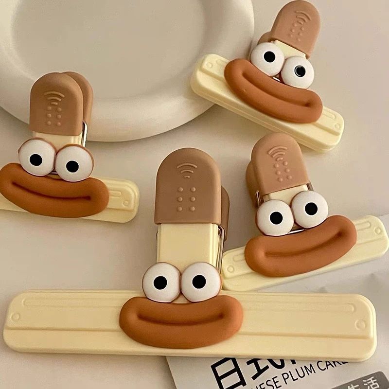 3 unidades de Clipes de Vedação Criativos com Rosto para Sacos, Clipes de Lanche para Alimentos, Ferramentas de Cozinha, Pequenos Clipes Decorativos, Armazenamento de Saco Plástico para Geladeira