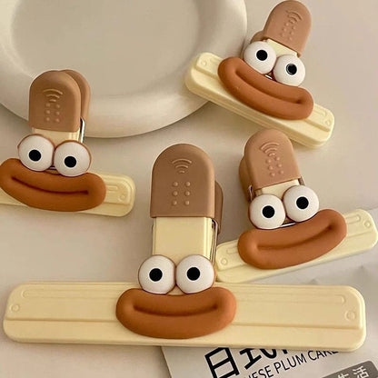 3 unidades de Clipes de Vedação Criativos com Rosto para Sacos, Clipes de Lanche para Alimentos, Ferramentas de Cozinha, Pequenos Clipes Decorativos, Armazenamento de Saco Plástico para Geladeira