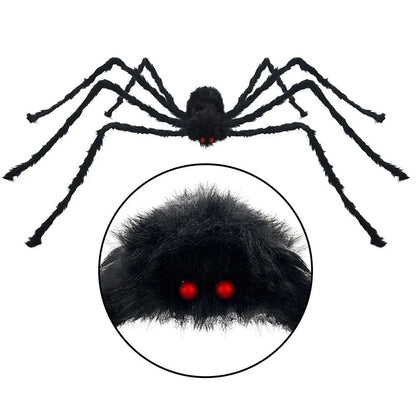 Giant Black Plush Spider Halloween Decoration 30-200cm Horror Haunted House Props Indoor Outdoor Party Scary Decor