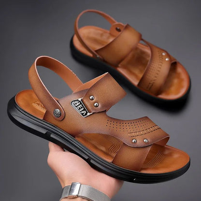 Men's Casual Trendy Soft Bottom Sandals 2024 New Design Real Leather Beach Shoes Slippers Anti-Slip Summer Shoes
