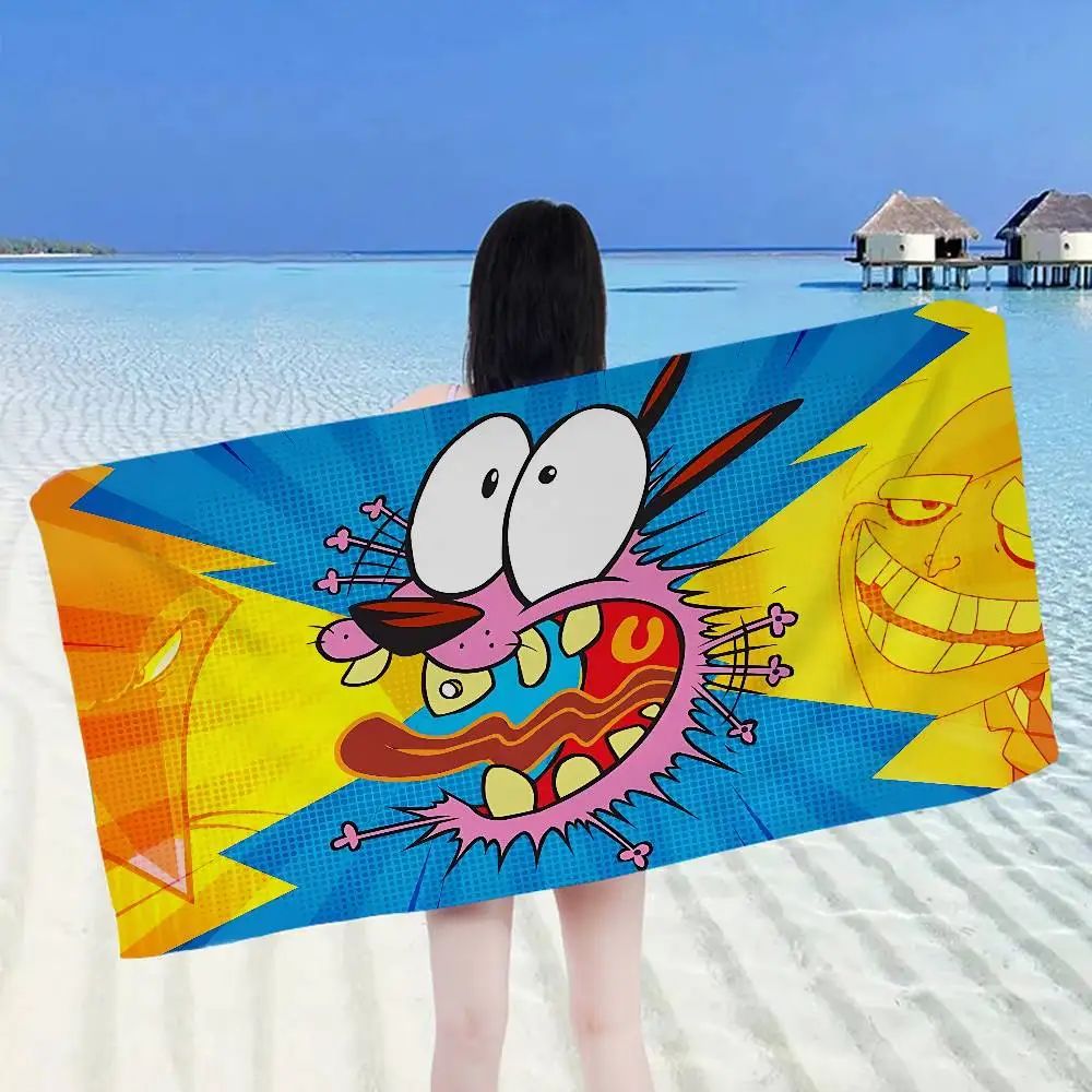 Cartoon C-Courage C-Cowardly Dog Bath Towel Microfiber Soft Absorbing Breathable For Girl Kids Decorative Cartoon Beach Towel