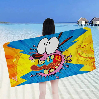 Cartoon C-Courage C-Cowardly Dog Bath Towel Microfiber Soft Absorbing Breathable For Girl Kids Decorative Cartoon Beach Towel
