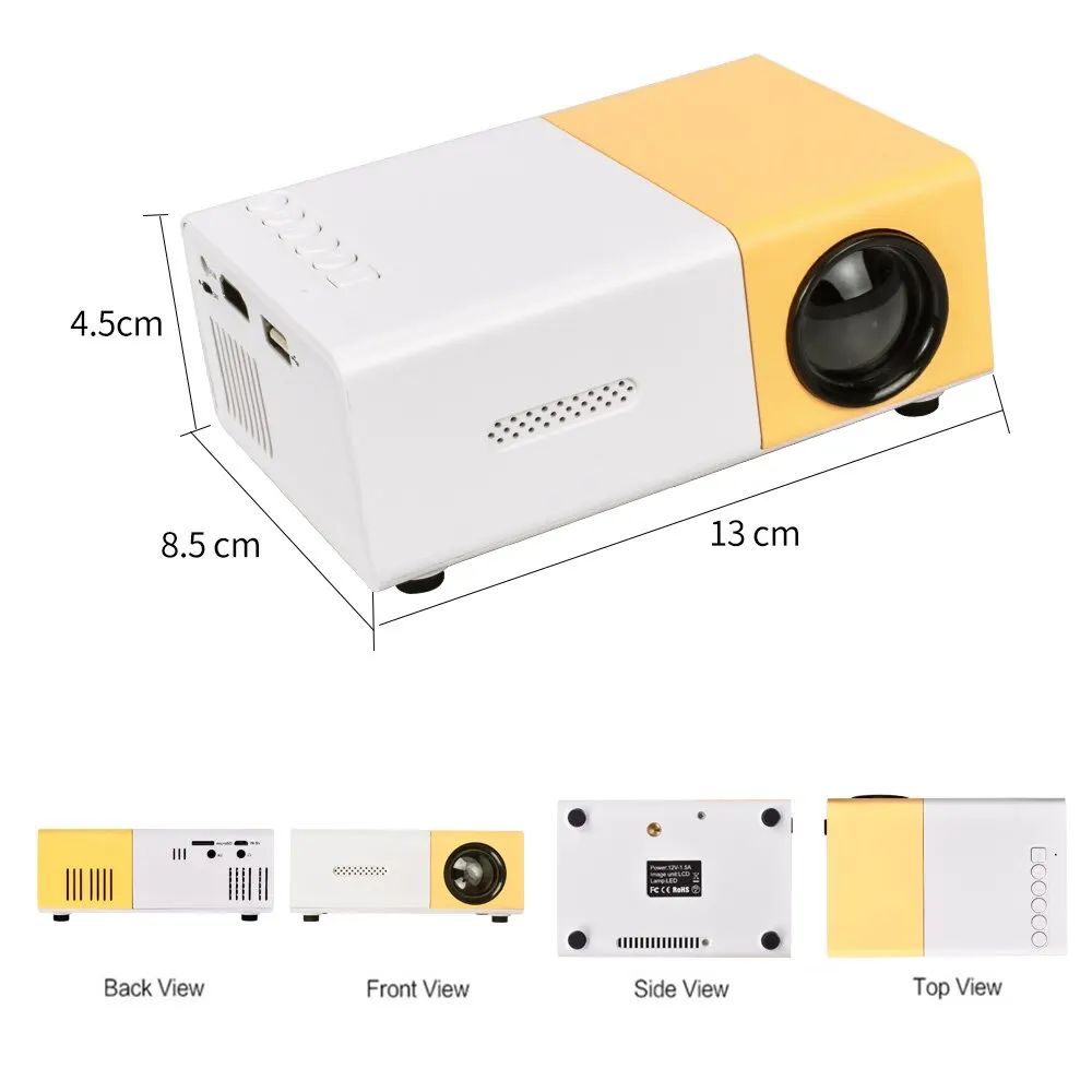 Projetor Mini Portátil YG300 LED Externo HD 1080P Projetor Móvel YG300 USB Projetor Infantil Ultra Nítido