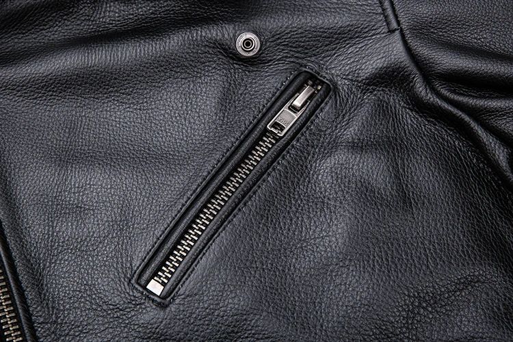 Spring Classical Motorcycle oblique zipper Jackets Men Leather Jacket Natural Calf Skin Thick Slim Cowhide Moto Jacket man