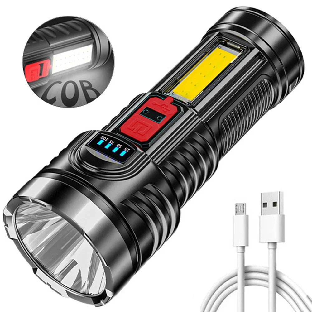 COB High Power LED Flashlight USB Rechargeable Waterproof Lamp For Camping Hiking Fishing Portable Flashlight Emergency Lantern