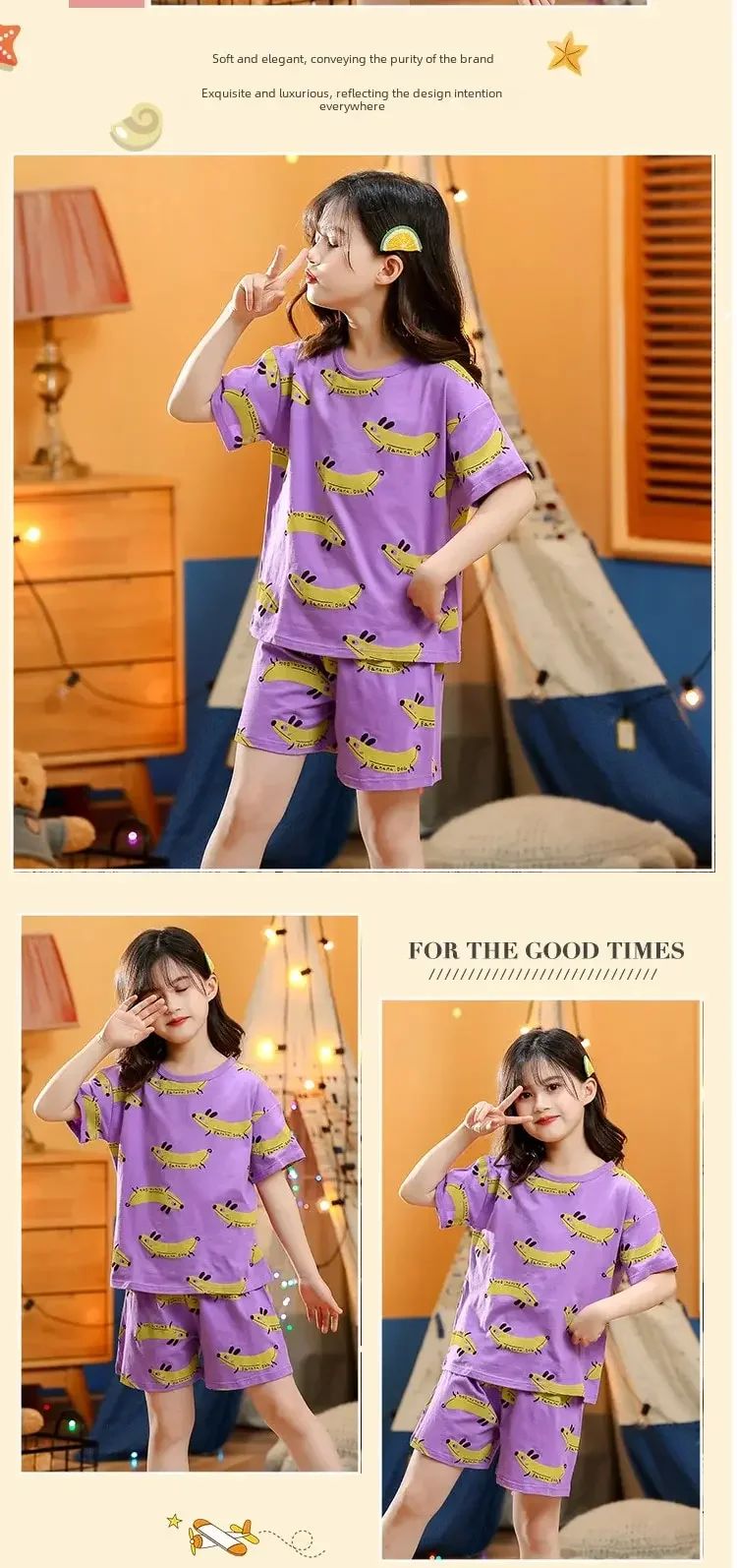 Summer Strawberry Sleepwear For Baby Kids Short Sleeve Pijamas Infantil 100% Cotton Kids Pajamas Set Boys Girls Clothes 6 8 10 Y