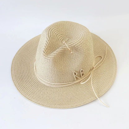 Chapéu de Sol de Verão Grande Feminino Moda Praia Chapéu de Palha Luxo Jazz Top Panamá Feminino 60cm Cabeça Grande