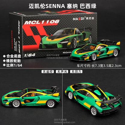 Masdi 1:64 Mclaren Senna MCL1110 Edição Especial Carro Esportivo Miniatura de Liga Diecast Ornamento Mclaren Modelo Colecionável Presentes para Meninos