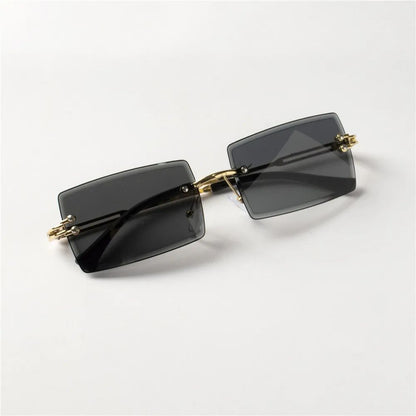 3PCS Fashion Rimless Sunglasses Women Trendy Small Rectangle Sun Glasses  Summer Traveling Style Brown Shades for men