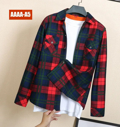 Thickened Fleece Women's Casual Shirt Korean Style All-Match Slim Fit Warm Plaid Elastic Large Size Button down Coat