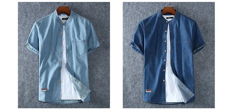 Plus Size L-5XL 6XL 7XL 8XL Men's Cotton Thin Denim Shirts New Summer Short Sleeves High Quality Men Cotton Casual Jean Shirts