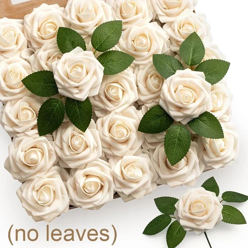 30/10PCS Artificial Foam Rose Flower Heads Bride Bouquet Flower for Home Wedding Party Table Decoration DIY Scrapbook Supplies