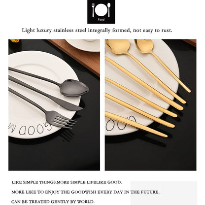 24Pcs Stainless Steel Dinnerware Set Kitchen Fork Spoon Knife Dinner Cutlery Set White Silver Western Flatware Tableware Set