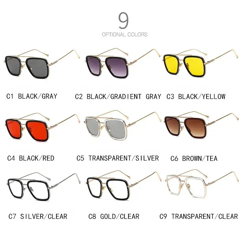 Luxury Steampunk Men Sunglasses Tony Stark Iron Man Sun Glasses Vintage Metal Eyewear Steam Punk Sunglass UV400 Male Gafas
