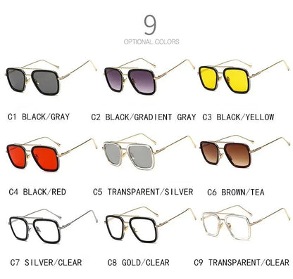 Luxury Steampunk Men Sunglasses Tony Stark Iron Man Sun Glasses Vintage Metal Eyewear Steam Punk Sunglass UV400 Male Gafas