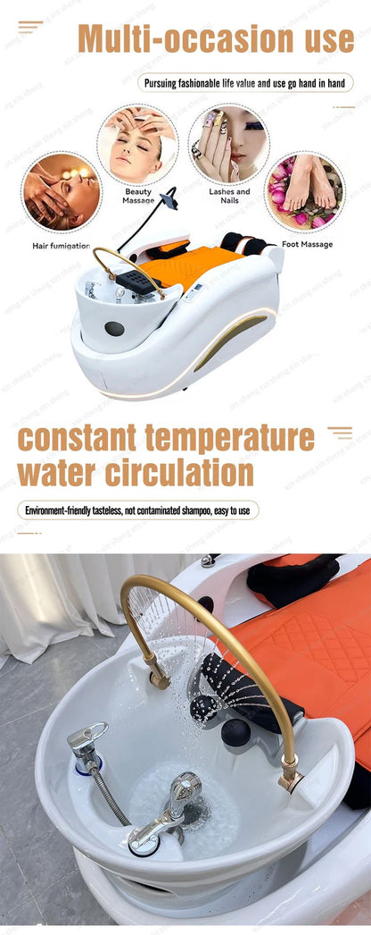XinSheng Professional Electric Massage Bed Head SPA Salon Massage Table Hair Washing Fumigation Beds Barber Shop Smart Furniture