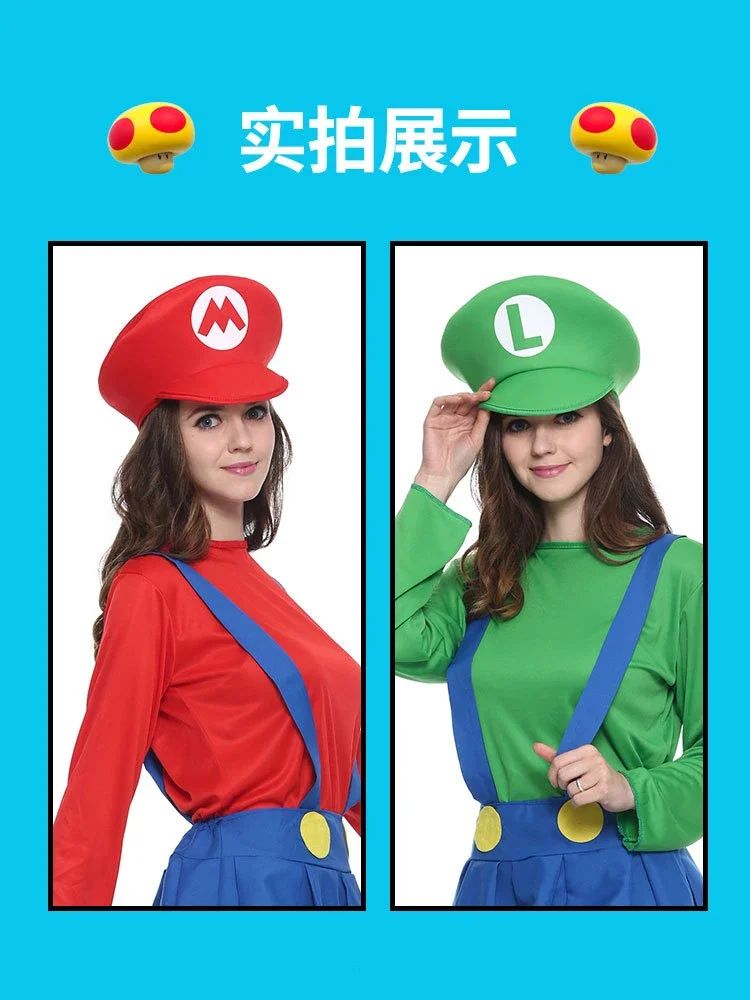 Super Marios Bros Cosplay Cartoon Hats With Moustache Halloween kids Hats Costumes Anime Figure party funny accessories