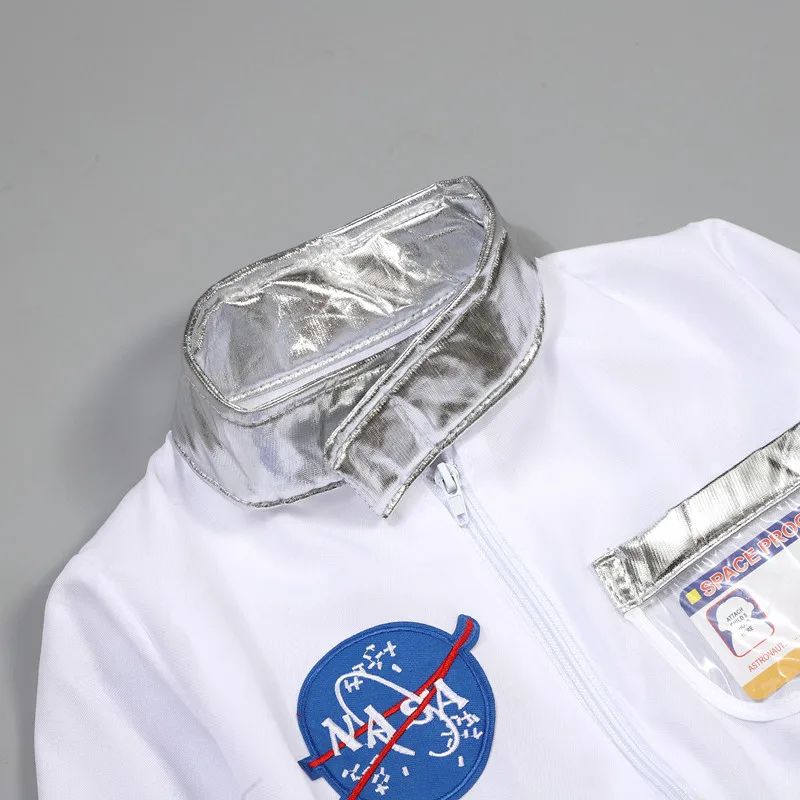 Children Astronaut Suit Space Costume Halloween Cosplay Party Outfit for Boys Girls School Performance Wear with Hat and Gloves