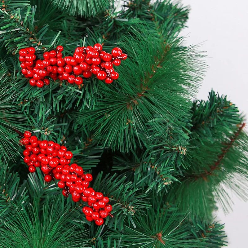 10pcs Artificial Berries Christmas Decoration Flowers Red Berry Branches Xmas Tree Party Home Table Ornament Red Wreath DIY