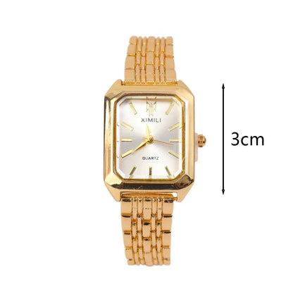 Women New Fashion Square Watches Gold Stainless Steel Strap Luxury Ladies Quartz Wristwatches Qualities Female Roman Clock Gift