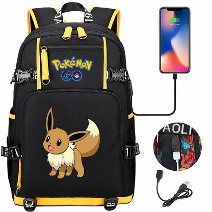New Eevee Charizard USB Teenagers Schoolbags Women Men Laptop Travel Backpack Girl Boys Kids School Book Bags
