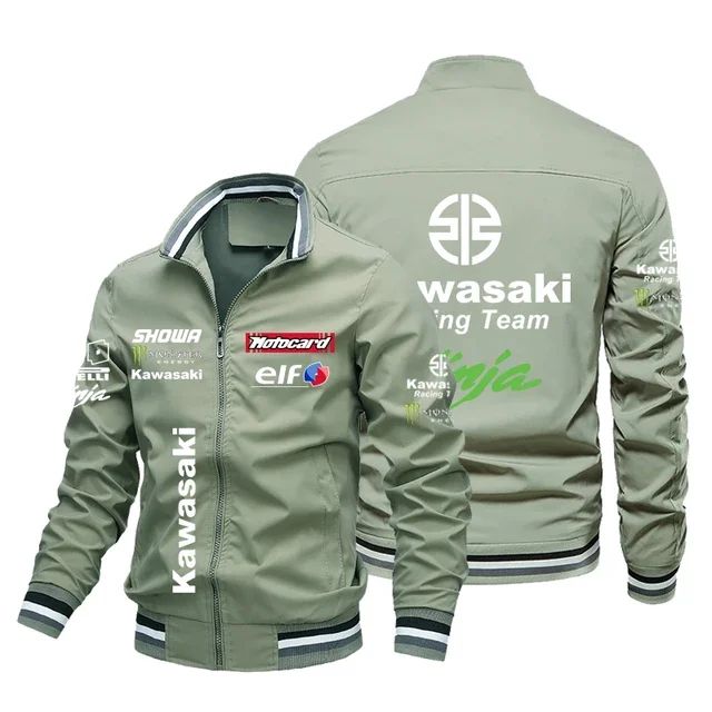 2025 Hot Selling Kawasaki Men's Cycling American Racing Hoodie Jacket Motorcycle Jacket Loose Casual Plus Size Men's Racing Jack