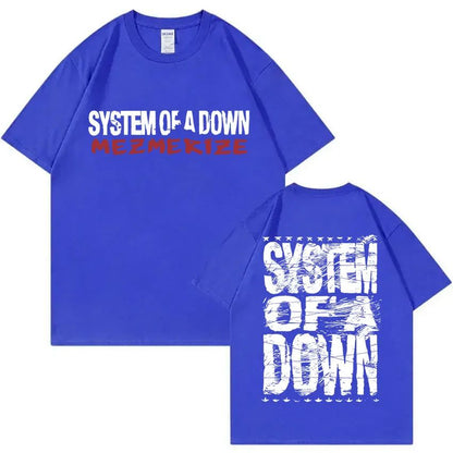 Summer men's Rock System of A Down Mezmerize band album print T-shirt Vintage alternative metal music Harajuku short sleeve
