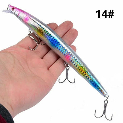 16 Cores 18cm 24g Isca Artificial Minnow Laser Crankbait Dura Plástico Grande Isca Falsa para Pesca Marítima