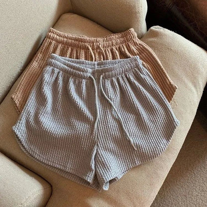 Women Shorts Summer High Elastic Lace Up Drawstring Wide Leg Sweat Short  Shorts for Women  Women Clothing  Womens Shorts