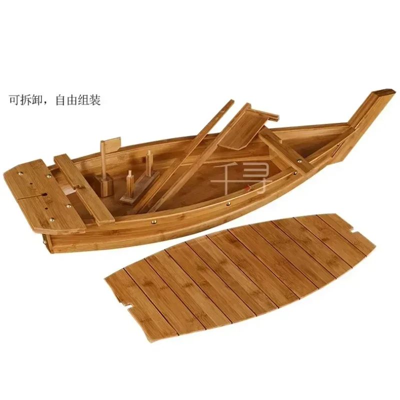 New luxury sashimi boat dry ice boat sashimi platter sushi tableware Japanese cuisine wooden sushi boat bamboo sushi tool