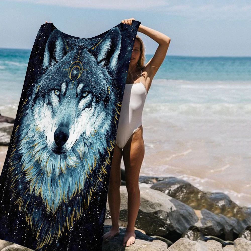 Animal wolf wallart Microfiber Blanket Quick Drying Beach Towels Oversized Printing Super Absorbent Pool Towel Blanket