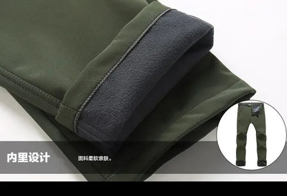 Warm Winter Men Soft Shell Pants Travel Waterproof Outdoor Camping&Hiking Pants Fleece Windproof Skiing Trousers