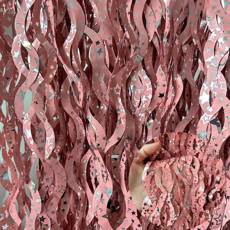 Metallic Tinsel Foil Fringe Curtains with star Party Photo Backdrop Party Streamers for Birthday New Year Eve Wedding Decor