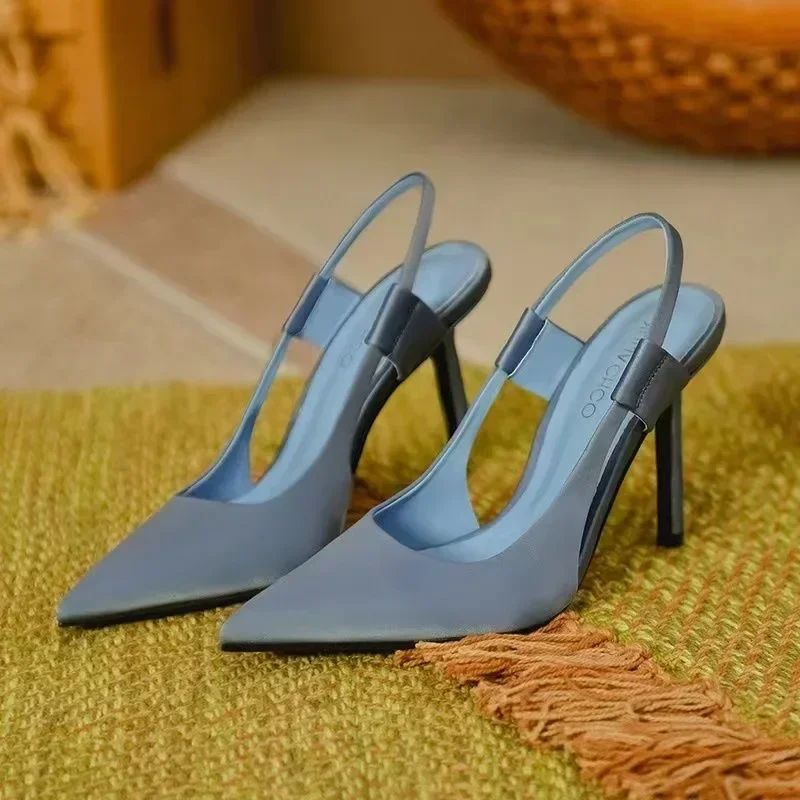 Novas Sandálias Femininas de Luxo Designer Slingback Bico Fino Salto Alto Fino Elegante Sapatos de Salto Scarpin 35-43