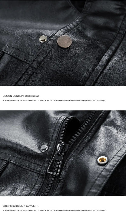 New Retro High Street Versatile Couple Motorcycle Fashionable Breathable Coat Winter Men Handsome Trendy Leather Jacket Comfort