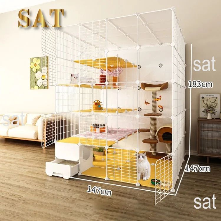 -Luxury Cat Cage Home Indoor Livingroom Balcony Cats Villa Super Large Free Space Kitten Pet House with Climbing Frame