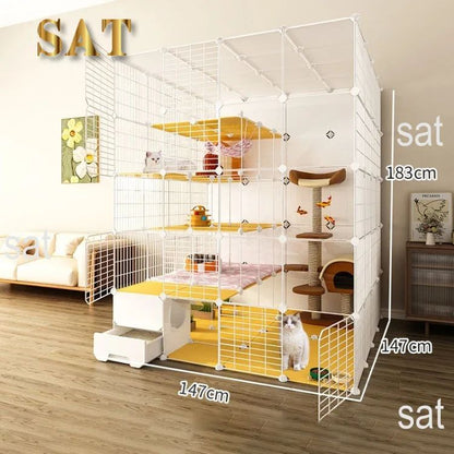-Luxury Cat Cage Home Indoor Livingroom Balcony Cats Villa Super Large Free Space Kitten Pet House with Climbing Frame