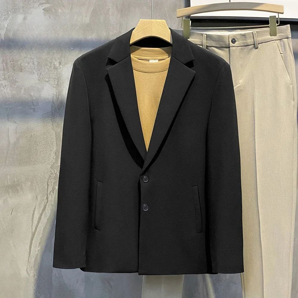 Jacket for Men Dress Jackets Coats Double Breasted Black Business Man Suits and Blazers Simple New in Korean Style Clothes 2025