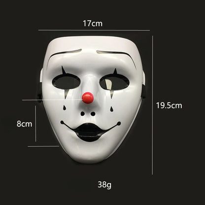 Masquerade Halloween Full Face Mask Hand Painted White Death Clown Black Gold Adult Street Dance Eye Mask Prop